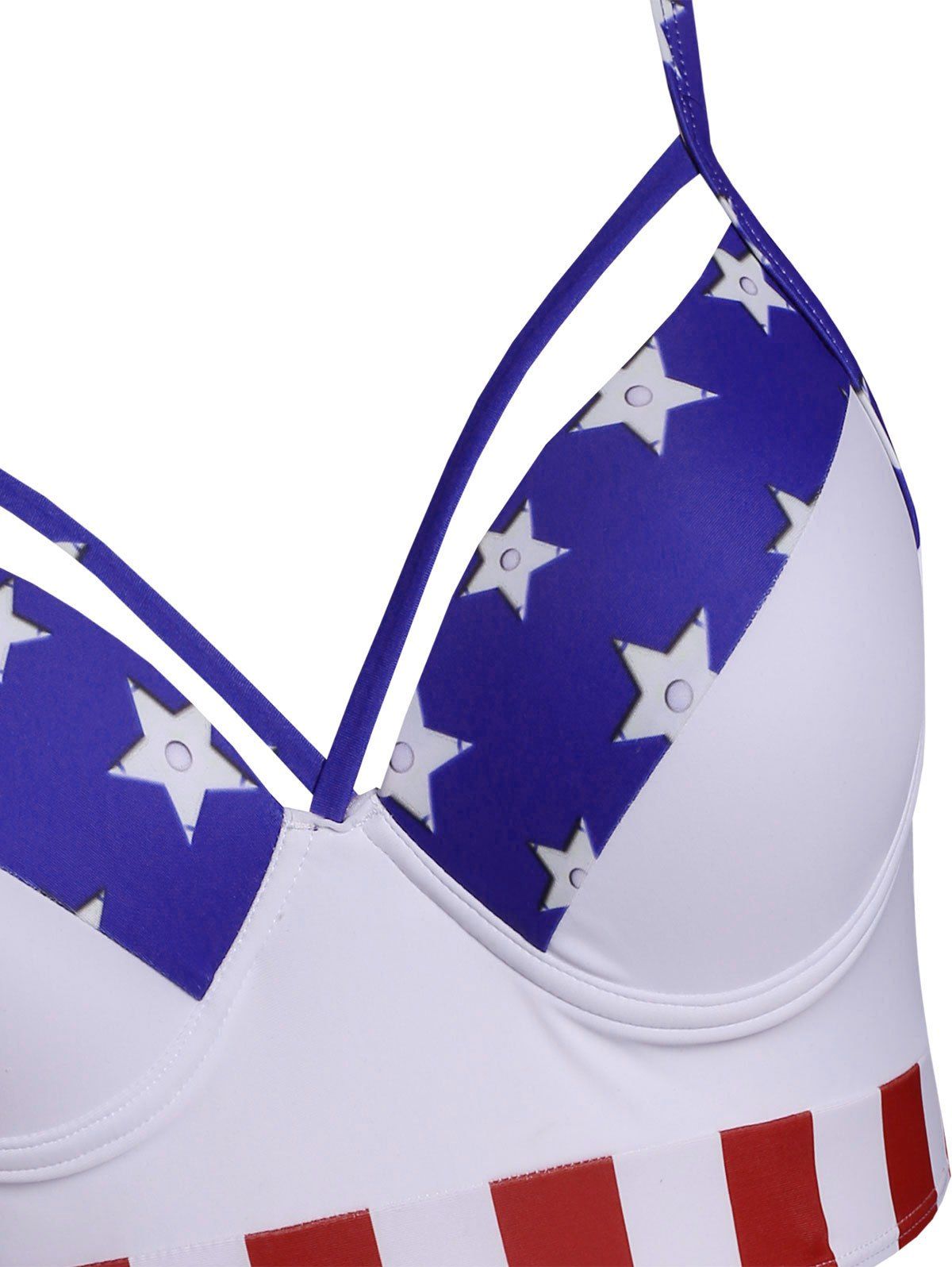 Off Plus Size American Flag Print Underwire Bikini Swimwear