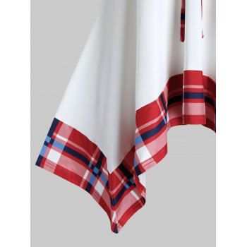 Plus Size Plaid Panel Bowknot Irregular T Shirt, Cherry red
Plus Size Plaid Panel Bowknot Irregular T Shirt, Cherry red