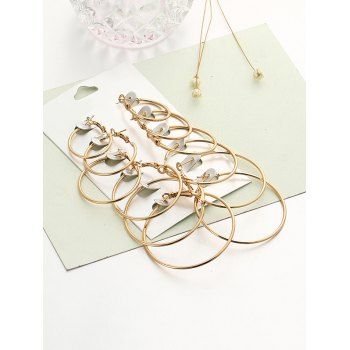 

6 Pairs Exaggerated Hoop Earrings Set, Golden