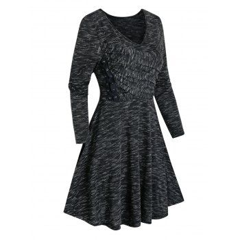 Space Dye A Line Mini Dress Lace-up Ruched Crossover Long Sleeve V Neck Casual Dress, Black
Space Dye A Line Mini Dress Lace-up Ruched Crossover Long Sleeve V Neck Casual Dress, Black