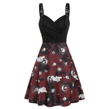 Tie Dye Skull Celestial Sun Moon Gothic A Line Mini Dress Print Ruched Surplice Buckles Cami Dress, Black
Tie Dye Skull Celestial Sun Moon Gothic A Line Mini Dress Print Ruched Surplice Buckles Cami Dress, Black