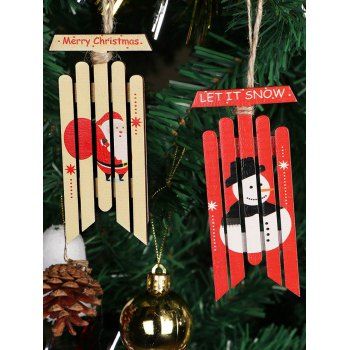 

6 Pcs Santa Claus Snowman Pattern Wooden Christmas Tree Hanging Decoration, Red