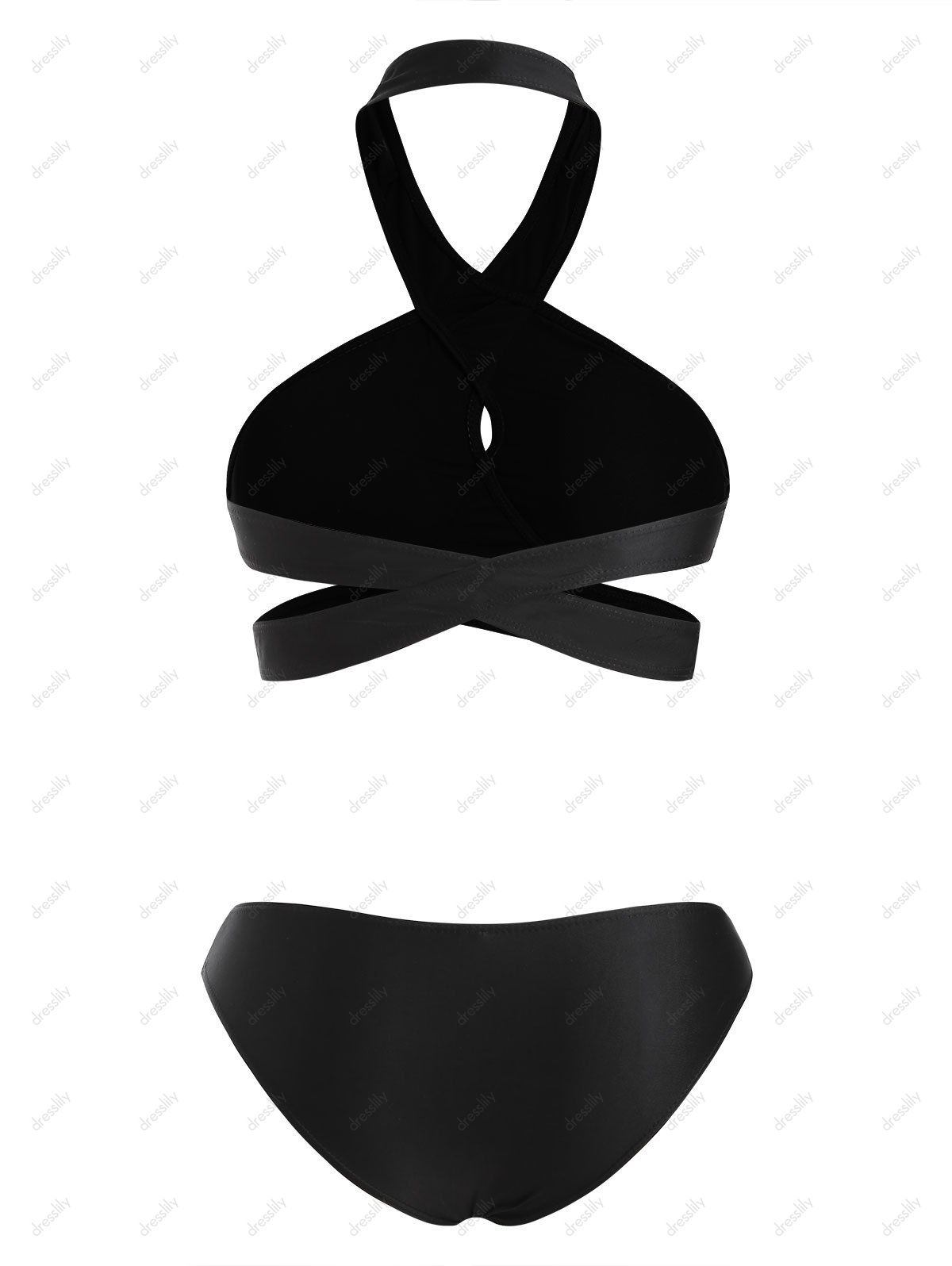 Off Halter Criss Cross Cut Out Bikini Set In Black Dresslily