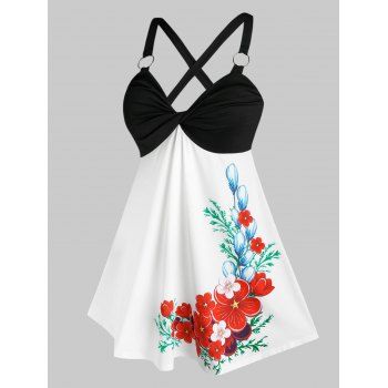 Plus Size Floral Print Front Twist O Ring Tank Top, Multicolor
Plus Size Floral Print Front Twist O Ring Tank Top, Multicolor