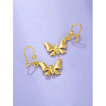 

Butterfly Pendant Rhinestone Inlaid Hook Earrings, Golden