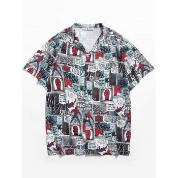 Marvel Spider-Man Allover Print Short Sleeve Shirt, Blue gray 
Marvel Spider-Man Allover Print Short Sleeve Shirt, Blue gray