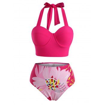 Plus Size Corset Style Flower Halter Lace-up Underwire Tankini Swimwear, Light pink
Plus Size Corset Style Flower Halter Lace-up Underwire Tankini Swimwear, Light pink
