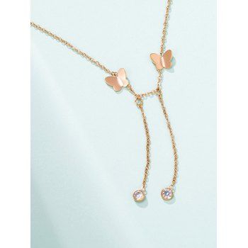 

Butterfly Dangle Chain Necklace, Rose gold