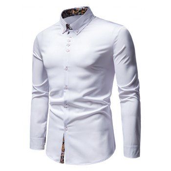 

Paisley Print Long Sleeve Bohemian Shirt, White