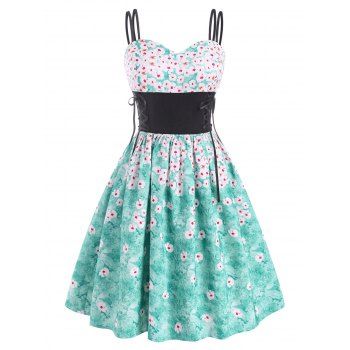 Corset Style Summer Ditsy Floral Print Sundress Lace Up Cami Fit and Flare Dress, Multicolor
Corset Style Summer Ditsy Floral Print Sundress Lace Up Cami Fit and Flare Dress, Multicolor