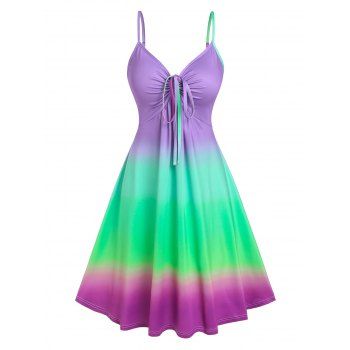 Ombre Rainbow Color A Line Sundress Cinched Tie Ruched Bust Slip Dress, Light purple
Ombre Rainbow Color A Line Sundress Cinched Tie Ruched Bust Slip Dress, Light purple