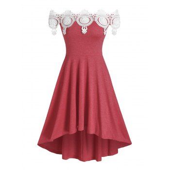 Off The Shoulder A Line Midi Dress Floral Crochet Lace Applique High Low Dress, Red
Off The Shoulder A Line Midi Dress Floral Crochet Lace Applique High Low Dress, Red