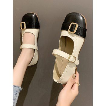 Round Toe Colorblock Faux Leather Shoes, Black
Round Toe Colorblock Faux Leather Shoes, Black