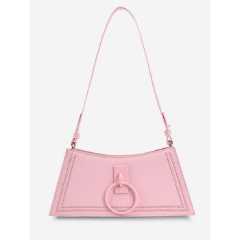 O Ring Embroidery Trapezoid Shoulder Bag, Pink 
O Ring Embroidery Trapezoid Shoulder Bag, Pink