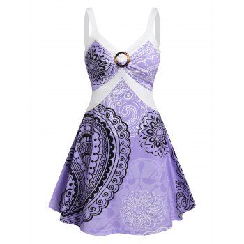Vintage Floral Paisley Pattern O Ring Corset Style High Waist Mini Dress, Light purple
Vintage Floral Paisley Pattern O Ring Corset Style High Waist Mini Dress, Light purple