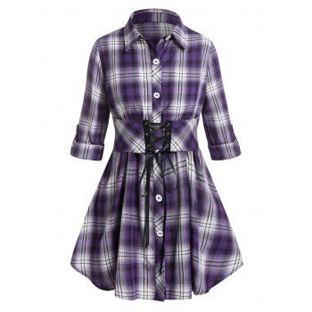 Plus Size Plaid Corset Style Lace-up Roll Up Sleeve Blouse, Concord
Plus Size Plaid Corset Style Lace-up Roll Up Sleeve Blouse, Concord