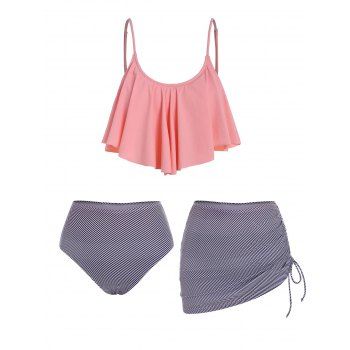 Beach Bathing Suit Flounce Striped Print Swimsuit Cinched Skirt Three Piece Tankini Swimwear, Light pink
Beach Bathing Suit Flounce Striped Print Swimsuit Cinched Skirt Three Piece Tankini Swimwear, Light pink