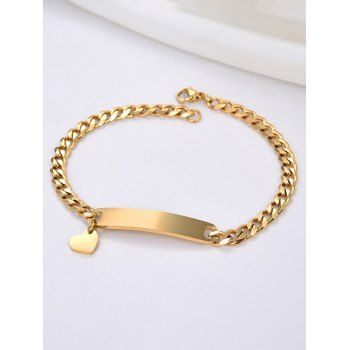 

Heart Pendant Chain Stainless Steel ID Bracelet, Golden