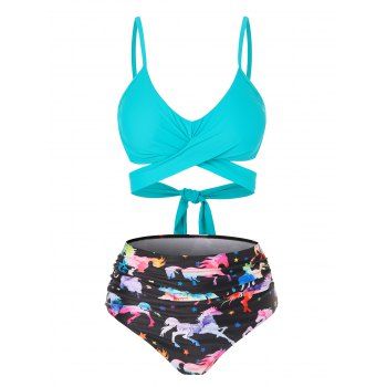 Tummy Control Bikini Swimsuit Cross Tied Back Animal Print Full Coverage Ruched Beach Swimwear, Multicolor
Tummy Control Bikini Swimsuit Cross Tied Back Animal Print Full Coverage Ruched Beach Swimwear, Multicolor