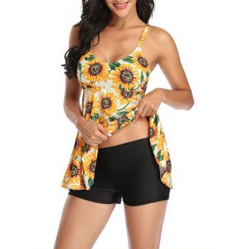 Modest Tankini Swimsuit Sunflower Print Bathing Suit Bright Color Boyshort Beach Swimwear, Yellow
Modest Tankini Swimsuit Sunflower Print Bathing Suit Bright Color Boyshort Beach Swimwear, Yellow