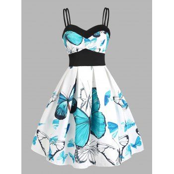 Summer Vacation Butterfly Print Empire Waist Dual Straps A Line Dress, Light blue
Summer Vacation Butterfly Print Empire Waist Dual Straps A Line Dress, Light blue