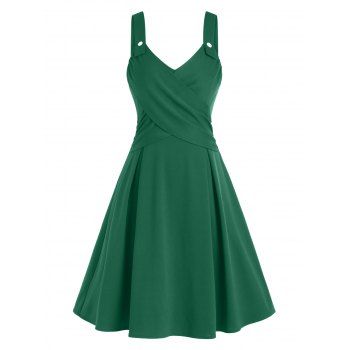Plus Size & Curve Dress Mock Button Crossover High Waisted Dress A Line Midi Dress, Green
Plus Size & Curve Dress Mock Button Crossover High Waisted Dress A Line Midi Dress, Green