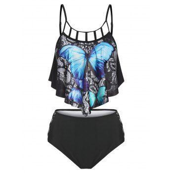 Gothic Tankini Swimwear Crisscross Butterfly Print Cut Out Flounce Tummy Control Swimsuit, Black
Gothic Tankini Swimwear Crisscross Butterfly Print Cut Out Flounce Tummy Control Swimsuit, Black