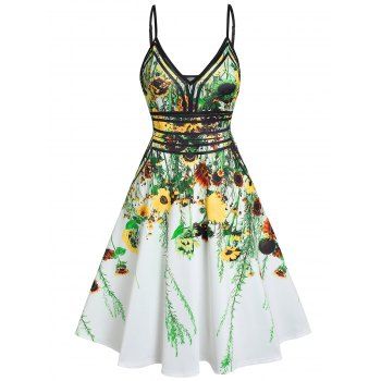Summer Vacation Sundress Floral Leaf Printed Garden Party Dress Flare A Line Slip Mini Dress, Light yellow
Summer Vacation Sundress Floral Leaf Printed Garden Party Dress Flare A Line Slip Mini Dress, Light yellow