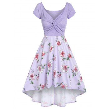 Flower Print Garden Party Dress Summer A Line Dress Front Twist High Low Dress, Light purple
Flower Print Garden Party Dress Summer A Line Dress Front Twist High Low Dress, Light purple