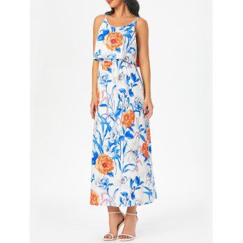 Bohemian Vacation Dress Flower Print Maxi Sundress Layer Adjustable Strap Backless Long Dress, White
Bohemian Vacation Dress Flower Print Maxi Sundress Layer Adjustable Strap Backless Long Dress, White