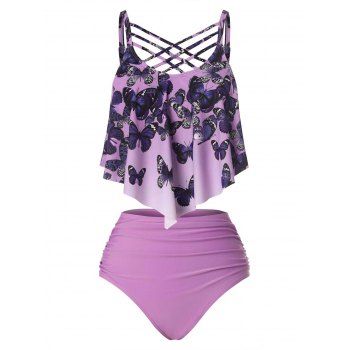 Mix And Match Ombre Butterfly Swimsuit Lattice High Rise Tankini Swimwear, Purple
Mix And Match Ombre Butterfly Swimsuit Lattice High Rise Tankini Swimwear, Purple