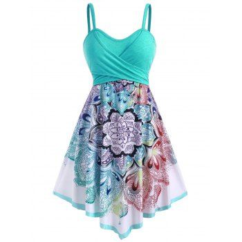 Plus Size & Curve Dress Bohemian Dress Flower Print Crossover A Line Midi Dress, Green
Plus Size & Curve Dress Bohemian Dress Flower Print Crossover A Line Midi Dress, Green