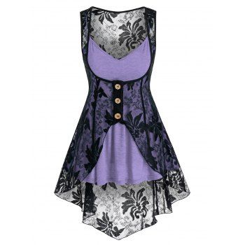 Heathered Flare Skirted Cami Top and Mock Button Slit Flower Lace Vest Set, Light purple
Heathered Flare Skirted Cami Top and Mock Button Slit Flower Lace Vest Set, Light purple