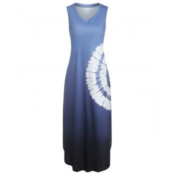 Tie Dye Swirl Print Midi Dress Side Slit Ombre V Neck Sleeveless Tank Dress, Deep blue
Tie Dye Swirl Print Midi Dress Side Slit Ombre V Neck Sleeveless Tank Dress, Deep blue