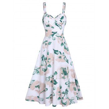 Allover Floral Print Vacation Sundress Surplice Garden Party Dress High Waisted Cami Midi Dress, White
Allover Floral Print Vacation Sundress Surplice Garden Party Dress High Waisted Cami Midi Dress, White