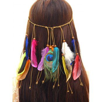 

Beading Feather Tassel Bohemian Vintage Braided Headband, Multicolor c