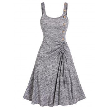 Space Dye Print Midi Dress Mock Button Cinched Ruched Tie Up Flare A Line Dress, Light gray
Space Dye Print Midi Dress Mock Button Cinched Ruched Tie Up Flare A Line Dress, Light gray