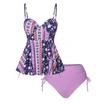Tribal Modest Tankini Swimsuit Floral Push Up Underwired Swimwear Set, Light purple
Tribal Modest Tankini Swimsuit Floral Push Up Underwired Swimwear Set, Light purple
