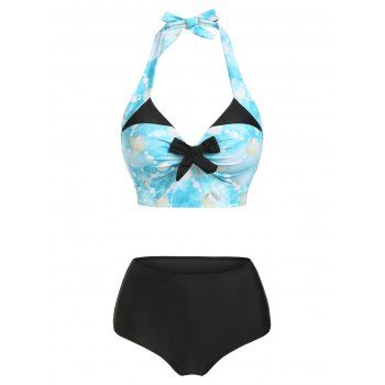 Vacation Bikini Swimwear Shell Print Halter Swimsuit Mix And Match High Rise Beach Bathing Suit, Black
Vacation Bikini Swimwear Shell Print Halter Swimsuit Mix And Match High Rise Beach Bathing Suit, Black