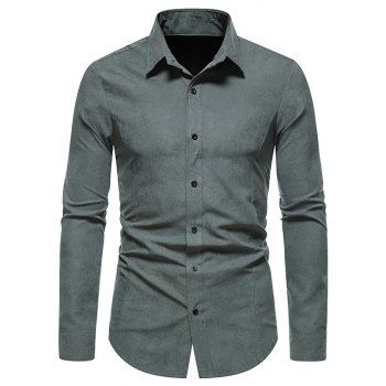 Formal Shirt Plain Color Turn Down Collar Long Sleeves Button-up Shirt, Dark gray
Formal Shirt Plain Color Turn Down Collar Long Sleeves Button-up Shirt, Dark gray