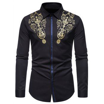 Glitter Bronzing Flower Vintage Shirt Long Sleeve Hidden Button Semi Formal Shirt, Black
Glitter Bronzing Flower Vintage Shirt Long Sleeve Hidden Button Semi Formal Shirt, Black