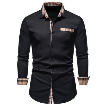 Plaid Casual Business Shirt Pocket Patch Long Sleeve Button Up Formal Shirt, Black
Plaid Casual Business Shirt Pocket Patch Long Sleeve Button Up Formal Shirt, Black