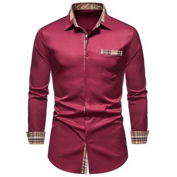 Plaid Casual Business Shirt Pocket Patch Long Sleeve Button Up Formal Shirt, Red wine
Plaid Casual Business Shirt Pocket Patch Long Sleeve Button Up Formal Shirt, Red wine