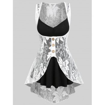 Heathered Flare Skirted Cami Top and Mock Button Slit Flower Lace Vest Set, Multicolor
Heathered Flare Skirted Cami Top and Mock Button Slit Flower Lace Vest Set, Multicolor