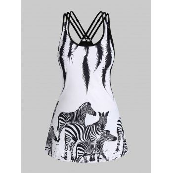 Modest Tankini Swimsuit Zebra Animal Print Two Piece Cheeky Strappy Swimwear Set, Multicolor
Modest Tankini Swimsuit Zebra Animal Print Two Piece Cheeky Strappy Swimwear Set, Multicolor