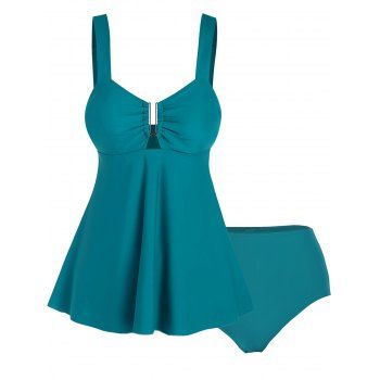 Modest Swimsuit Plain Color Cut Out Strap Padded High Waist Beach Tankini Swimwear, Deep green
Modest Swimsuit Plain Color Cut Out Strap Padded High Waist Beach Tankini Swimwear, Deep green
