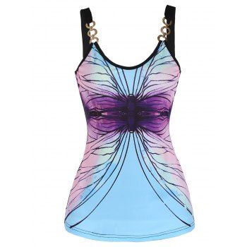 Metal O Ring Butterfly Watercolor Painting Print Casual Summer Tank Top, Multicolor
Metal O Ring Butterfly Watercolor Painting Print Casual Summer Tank Top, Multicolor