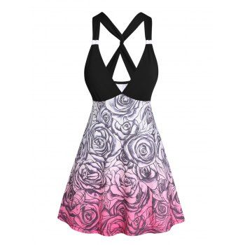 Casual Long Tank Top Rose Print Crisscross Twisted Plunging Neck Summer Top, Black
Casual Long Tank Top Rose Print Crisscross Twisted Plunging Neck Summer Top, Black