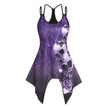 Gothic Tank Top Spider Web Skull Print Cut Out Dual Strap Asymmetrical Hem Summer Top, Black
Gothic Tank Top Spider Web Skull Print Cut Out Dual Strap Asymmetrical Hem Summer Top, Black