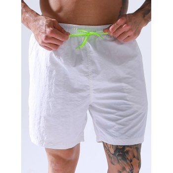 Vacation Casual Board Shorts Solid Color Drawstrings Pockets Basic Summer Beach Shorts, White
Vacation Casual Board Shorts Solid Color Drawstrings Pockets Basic Summer Beach Shorts, White